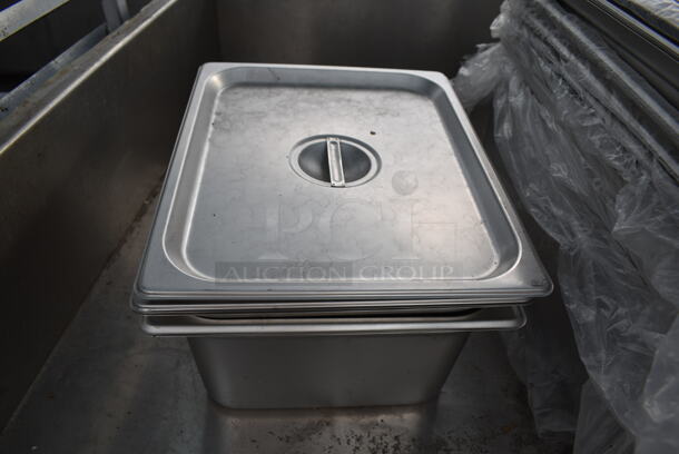 10 Various Stainless Steel Drop In Bins; 8 Full Size w/ 4 Lids and 2 1/2 Size w/ 2 Lids. 10 Times Your Bid! - Image 3 of 4