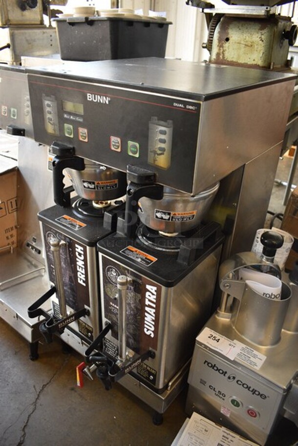2014 Bunn Model DUAL SH DBC Stainless Steel Commercial Countertop Dual Coffee Machine w/ Hot Water Dispenser, 2 Stainless Steel Brew Baskets and 2 Bunn Model SH SERVER Satellite Servers. 120/208-240 Volts, 1 Phase. 18x24x36. Tested and Working! - Image 3 of 6