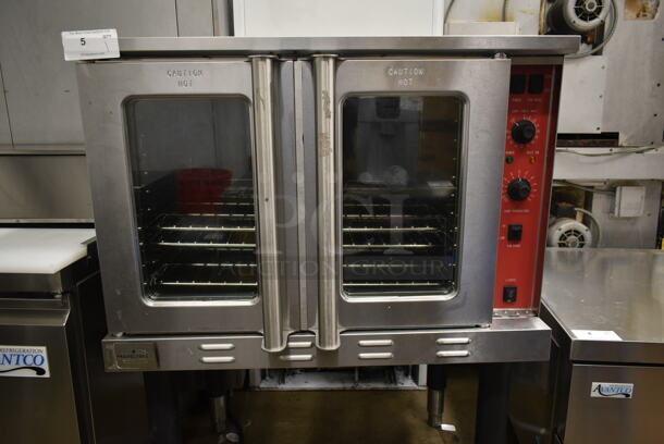 BRAND NEW SCRATCH AND DENT! 2023 Mainstreet 541EC1C Stainless Steel Commercial Electric Powered Full Size Convection Oven w/ View Through Doors, Metal Oven Racks and Thermostatic Controls on Metal Legs. 208 Volts, 3 Phase.  - Image 2 of 7