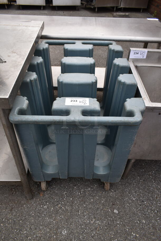 Blue Poly Dish Cart on Commercial Casters. - Image 1 of 3