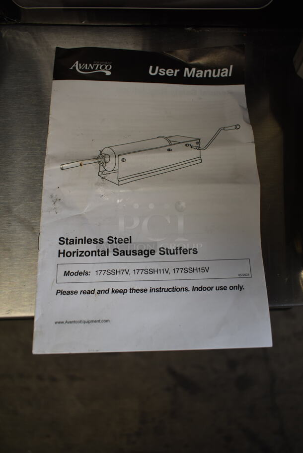 BRAND NEW SCRATCH AND DENT! Avantco 177SSH7V Stainless Steel Commercial Countertop Horizontal Manual Sausage Suffer.  - Image 2 of 11
