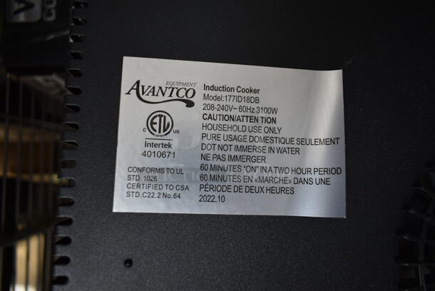 BRAND NEW SCRATCH AND DENT! 2022 Avantco 177ID18DB Metal Commercial Countertop Electric Powered 2 Burner Induction Range. 208-240 Volts, 1 Phase. Tested and Working! - Image 4 of 5