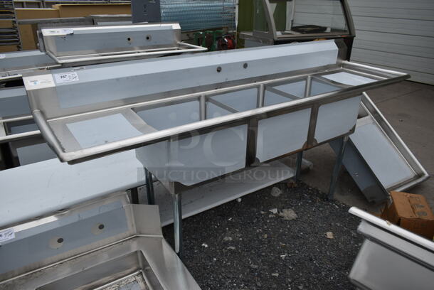 BRAND NEW SCRATCH AND DENT! Steelton 522CS31818LR Stainless Steel Commercial 3 Bay Sink w/ Dual Drain Boards.  - Image 1 of 6
