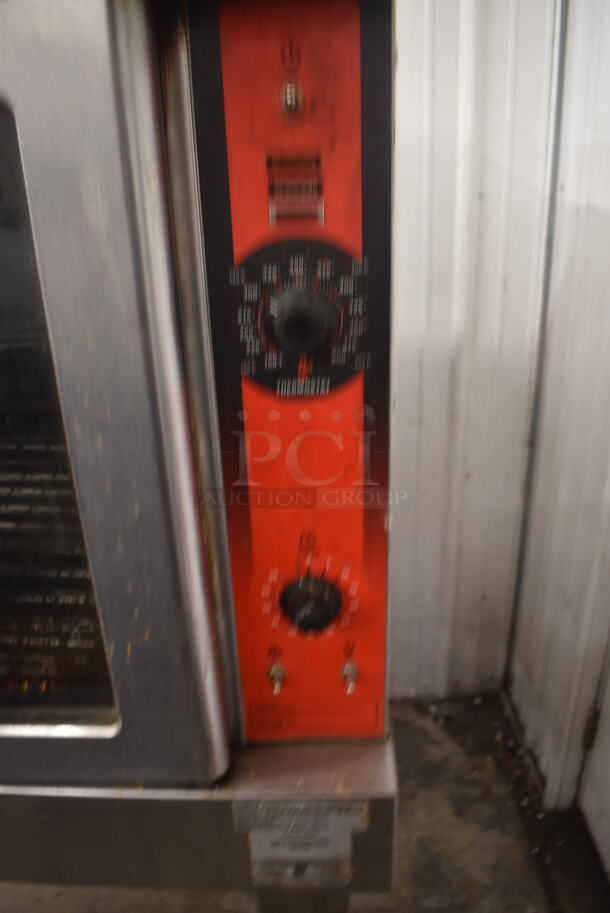 Vulcan VC4GD-11D150K Commercial Stainless Steel Single Deck Natural Gas Convection Oven On Galvanized Legs With Commercial Casters.  - Image 4 of 6