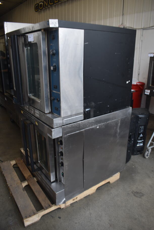 2 Baker's Pride And Duke Commercial Stainless Steel Double Deck Convection Ovens With Steel Racks. Baker's Pride is Natural Gas and Duke is Electric Powered. 2 Times Your Bid!  - Image 3 of 10