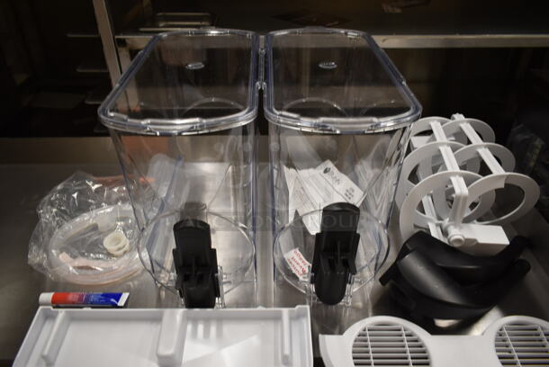 BRAND NEW SCRATCH AND DENT! 2 Poly Clear Slushie Machine Hoppers and Drip Tray. - Image 6 of 7