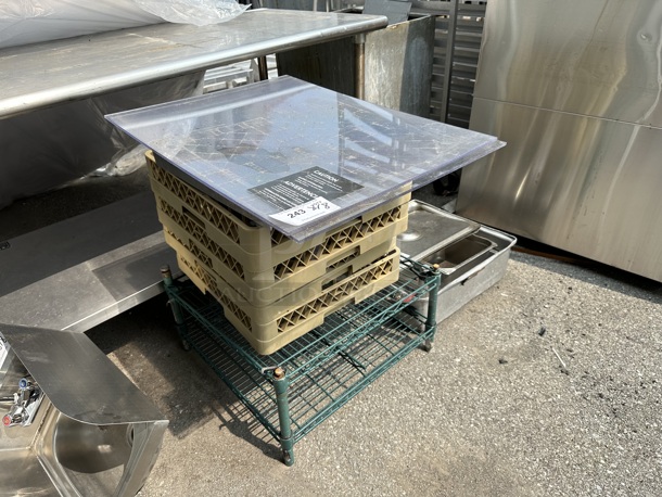 ALL ONE MONEY! Lot of Metro Green Finish 2 Tier Wire Shelving Unit, Dish Caddies and Metal Panel. - Image 3 of 5