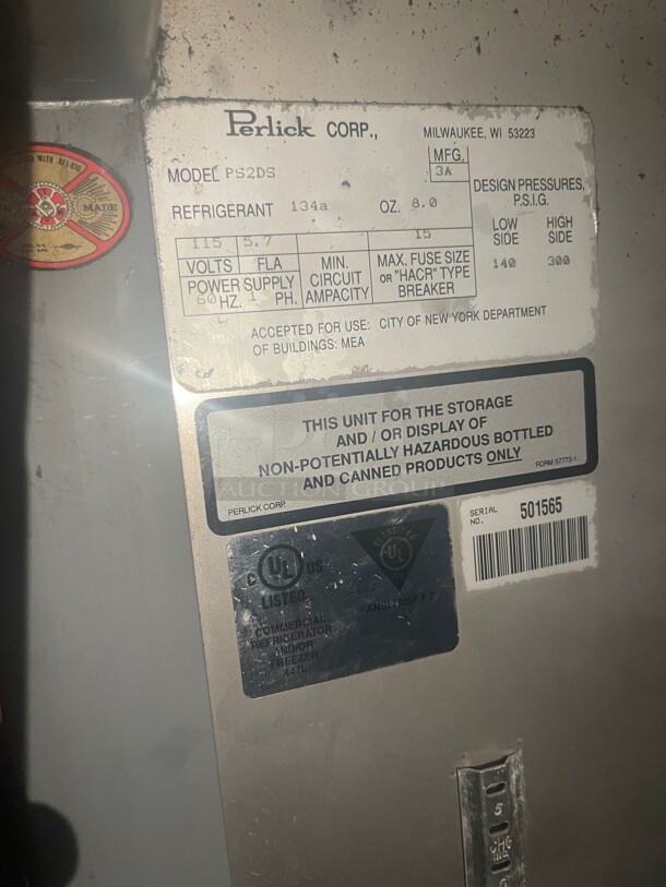 Perlick Two Door Commercial Under Bar 60 inch Cooler 115 Volt NSF  - Image 6 of 8
