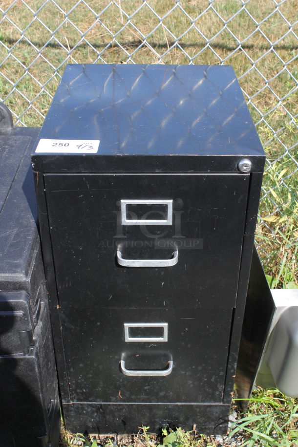 Black Metal 2 Drawer Filing Cabinet. - Image 1 of 3
