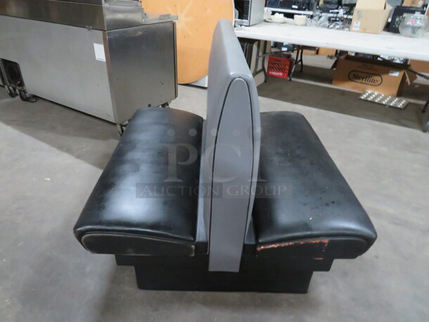 One Double Sided Booth With A Black Cushioned Seat And A Grey Cushioned Back. 48X48X42 - Image 1 of 3
