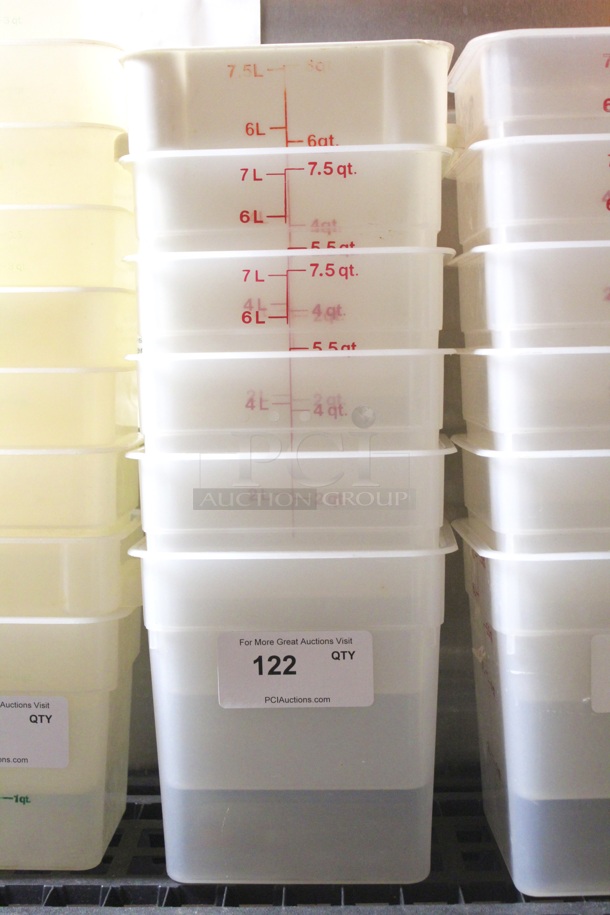 NICE!  Cambro CamSquares® 8 Qt. Translucent Square Polypropylene Food Storage Container. 6x Your Bid