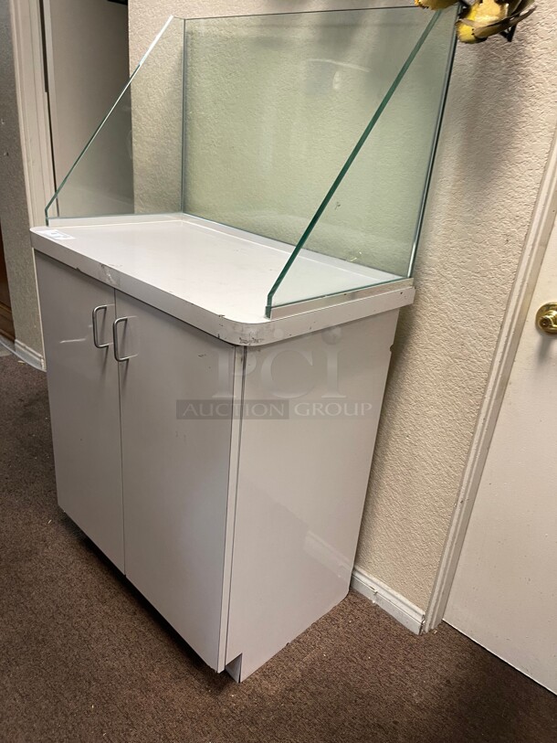 Nice! White POS Counter Commercial Cabinet With Tempered Glass Great for Front House at Restaurant  - Image 2 of 8