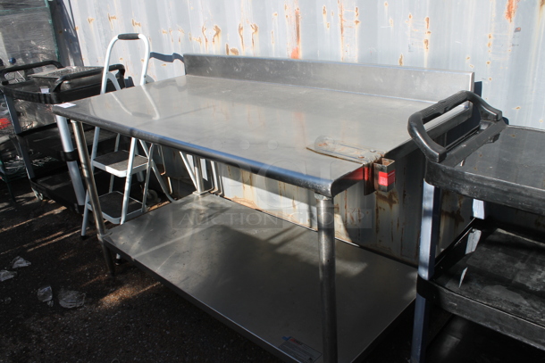 Eagle Stainless Steel Commercial Table w/ Back Splash, Commercial Can Opener Mount and Under Shelf.