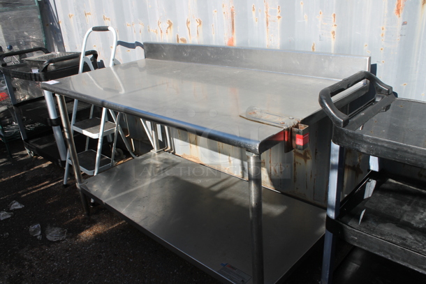 Eagle Stainless Steel Commercial Table w/ Back Splash, Commercial Can Opener Mount and Under Shelf. - Image 1 of 5