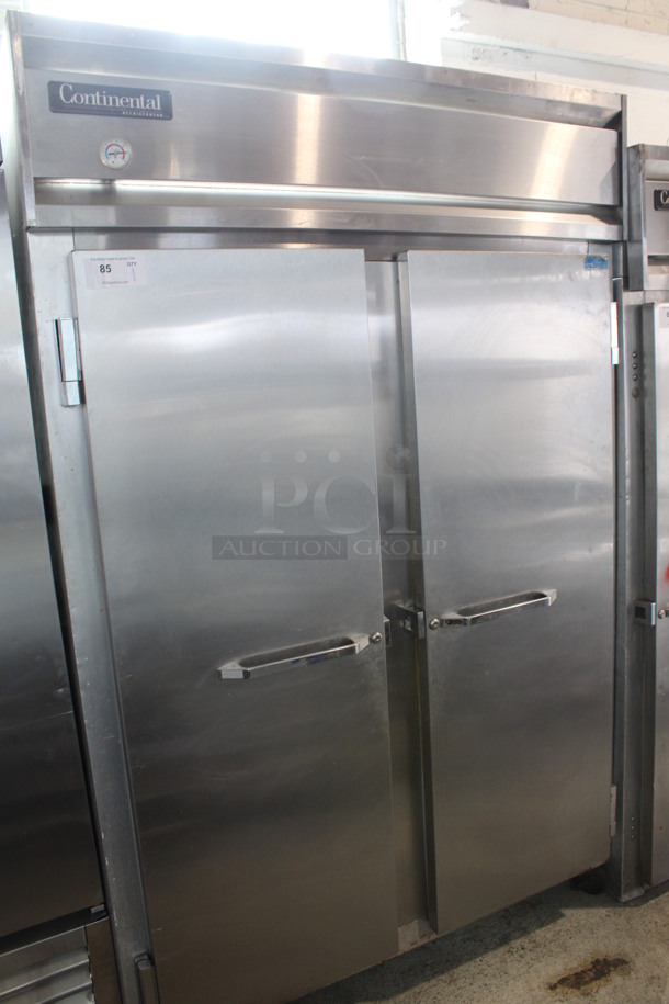 Continental Model 2R Stainless Steel Commercial 2 Door Reach In Cooler w/ Poly Coated Racks on Commercial Casters. 115 Volts, 1 Phase. 52.5x37x82. Tested and Working! - Image 3 of 7