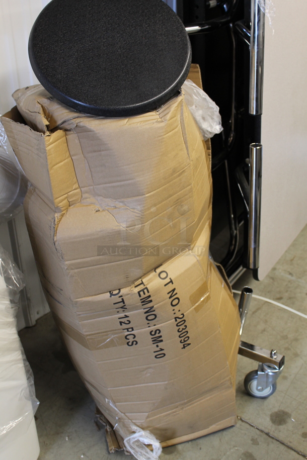 BRAND NEW SCRATCH AND DENT! National Public Seating MTS1216-MDPECR 12' Mobile MDF Gray Folding Cafeteria Table. Comes w/ 16 BRAND NEW IN BOX Seats - Image 4 of 5