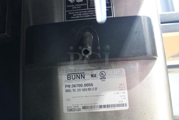 2010 Bunn TB3 Stainless Steel Commercial Countertop Iced Tea Machine w/ Poly Brew Basket. 120 Volts, 1 Phase.  - Image 6 of 7