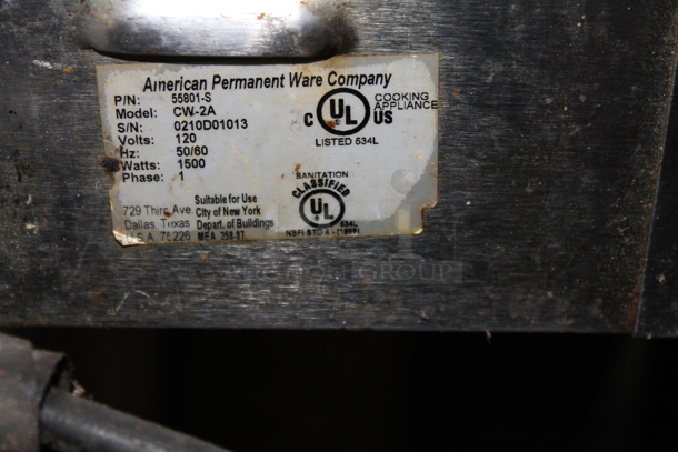 American Permanent Ware CW-2A Stainless Steel Commercial Countertop Food Warmer. 120 Volts, 1 Phase. Tested and Working! - Image 4 of 4