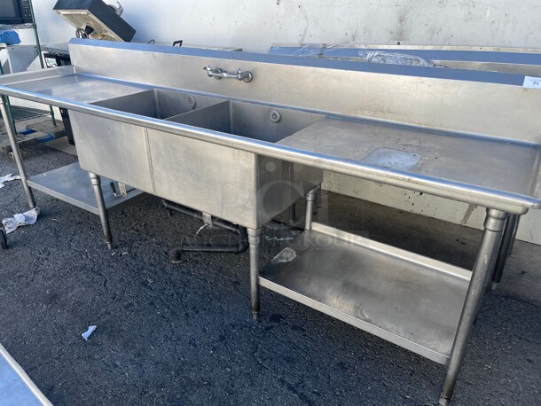 Clean! Commercial Two Compartment Stainless Steel Sink with Drain boards NSF  - Image 3 of 10