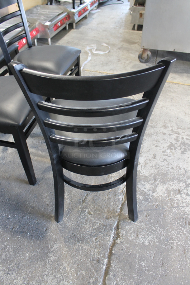 5 BRAND NEW SCRATCH AND DENT! Lancaster Table and Seating 164CWLBVBKAS Black Finish Wooden Ladder Back Dining Height Chair with 2 1/2" Black Padded Seat. 5 Times Your Bid! - Image 7 of 7