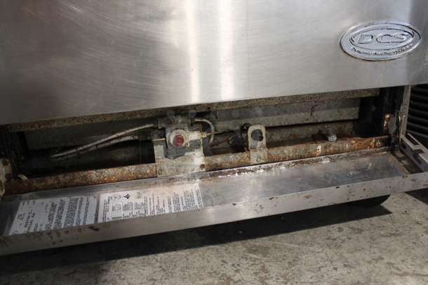 Dynamic Cooking Systems DCS 60-24G6-2N Stainless Steel Commercial Natural Gas Powered 6 Burner Range w/ Left Side Flat Top Griddle, 2 Ovens, Over Shelf and Back Splash on Commercial Casters. - Image 10 of 11