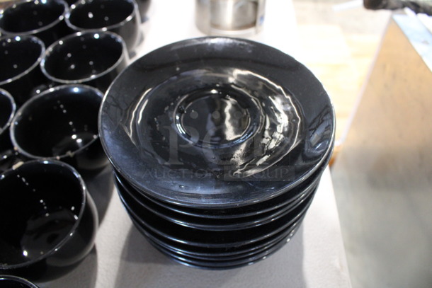 12 Black Ceramic Saucers. 6x6x1. 12 Times Your Bid!