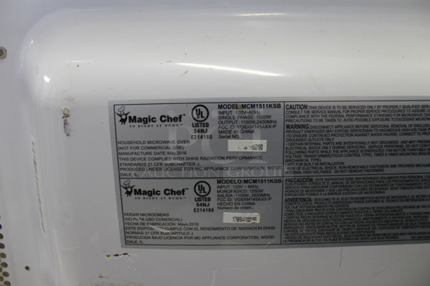 Magic Chef MCM1511KSB Metal Countertop Microwave Oven. 120 Volts, 1 Phase.  - Image 5 of 5