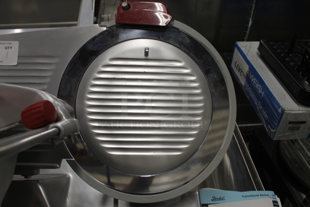 BRAND NEW SCRATCH AND DENT!  2022 Berkel B14-SLC Commercial Stainless Steel Electric Countertop Meat/Cheese Slicer On Rubber Feet. 115V, 1 Phase. Tested and Working! - Image 3 of 10