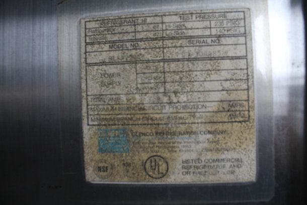 Glenco SLS-2 Stainless Steel Commercial Single Door Reach In Cooler on Commercial Casters. 115 Volts, 1 Phase. Tested and Powers On But Does Not Get Cold - Image 8 of 8