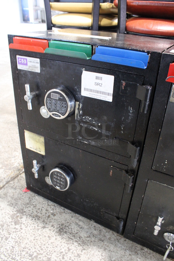 Corporate Safe Specialists Black Metal 2 Compartment Safe. Comes w/ 2 Combinations - Cannot Verify That The Combinations Are Accurate. 20x16x28 - Image 2 of 7