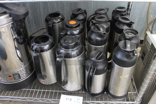 ALL ONE MONEY! Lot of 13 Various Sized Stainless Steel Coffee Pots. - Image 2 of 3
