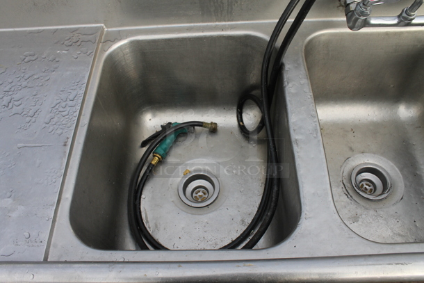 Stainless Steel Commercial 3 Bay Sink w/ Dual Drain Boards and Handles. Bays 16x20. Drain Boards 16x23 - Image 2 of 5