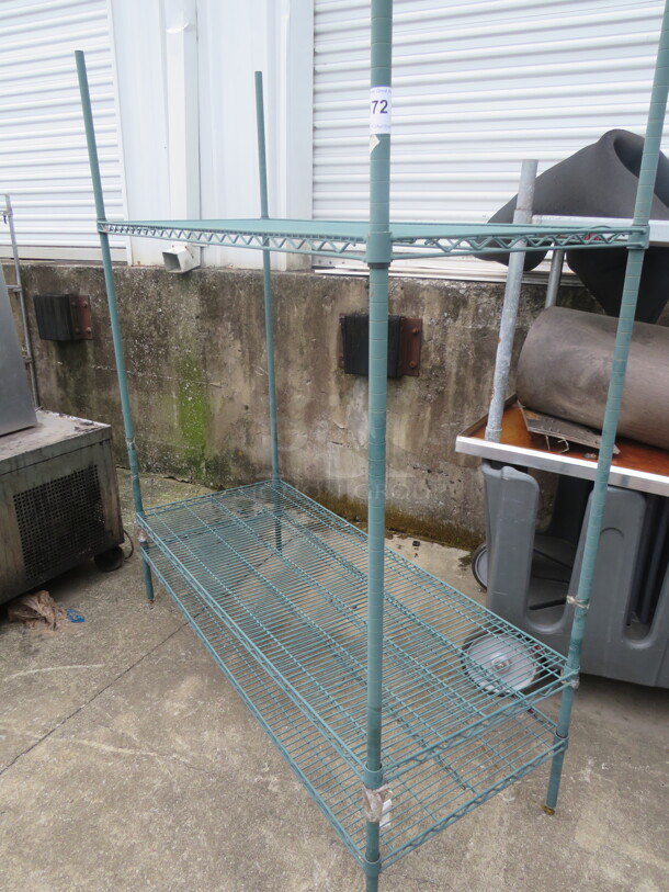 One Green Coated Metro Shelf With 3 Shelves. 60X24X74.5 - Image 1 of 1