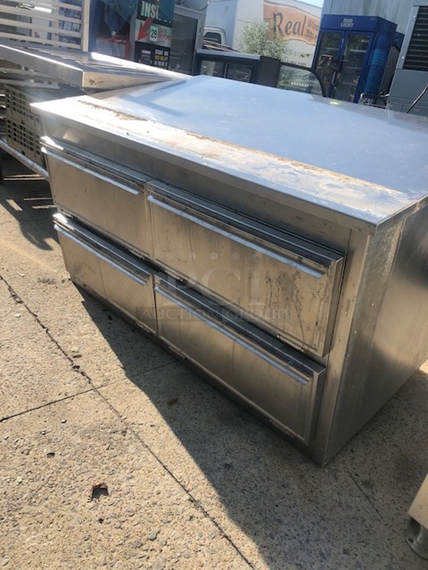 One 4 Door Pass Thru Stainless Steel Thermotainer Electric Food Warmer. Working When Removed 2000 Watt. 208 Volt. 3 Phase. #1102P. 55X34X35