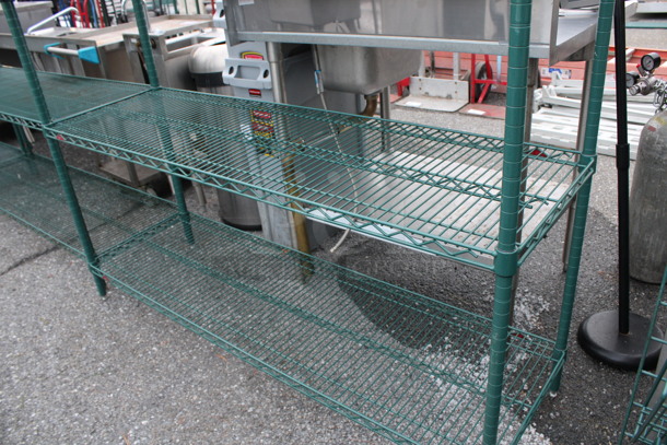 Metro Green Finish 4 Tier Shelving Unit. BUYER MUST DISMANTLE. PCI CANNOT DISMANTLE FOR SHIPPING. PLEASE CONSIDER FREIGHT CHARGES. 60x18x63 - Image 3 of 3