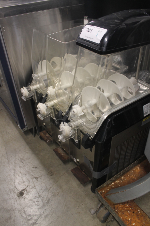 Elemco FC3 Stainless Steel Commercial Countertop 3 Hopper Slushie Machine. Missing 2 Lids. 115 Volts, 1 Phase. Tested and Powers On But Does Not Get Cold - Image 3 of 6