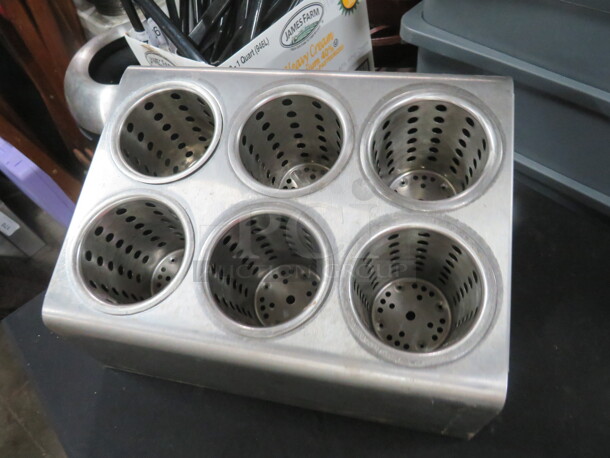 One Stainless Steel 6 Hole Flatware Organizer. 15X12X8 - Image 2 of 3