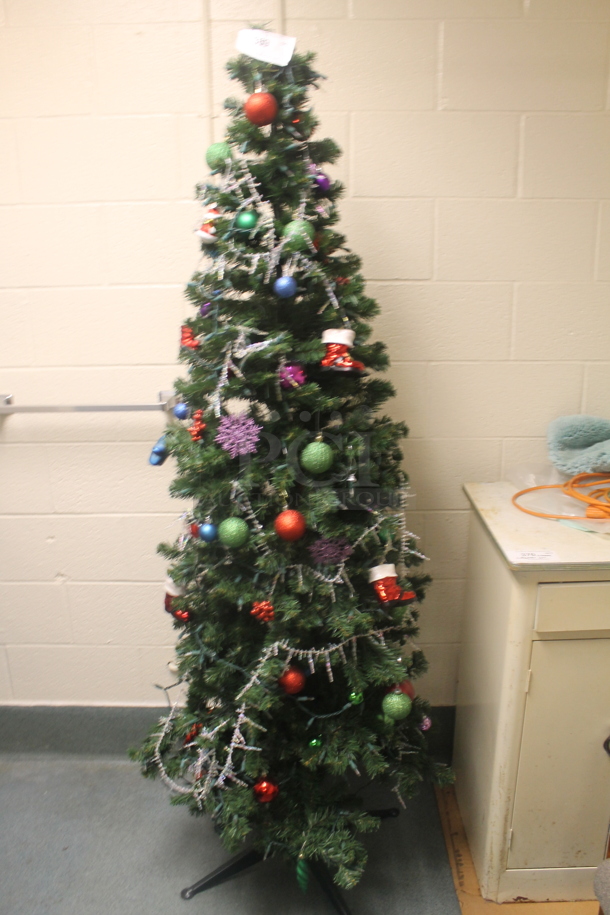 Fake Christmas Tree w/ Ornaments. - Image 1 of 3