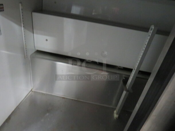 One True Stainless Steel 3 Door Worktop Refrigerator With Back Splash On Casters. Model# TWT-72. 115 Volt. 72X30X37 - Image 3 of 3