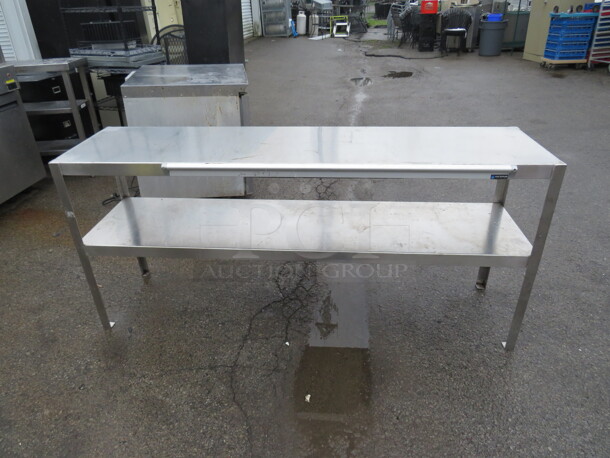 One Stainless Steel Double Over Shelf With A San Jamar 48 Inch Ticket Rail. 72X18.5X32 - Image 1 of 2
