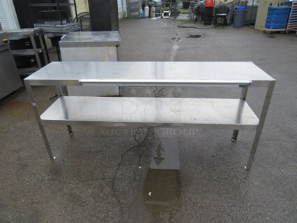 One Stainless Steel Double Over Shelf With A San Jamar 48 Inch Ticket Rail. 72X18.5X32