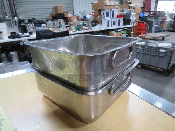 10X10X4 Stainless Steel Pan With Handles. 2XBID