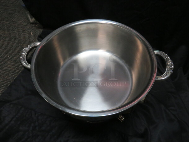 One Vintage Silver 13 Inch Round Chafer With Lid And Lions Head Legs.  - Image 4 of 4