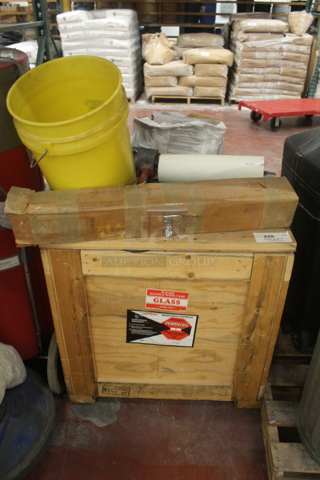 ALL ONE MONEY! PALLET LOT of Various Items Including Wooden Crate. BUYER MUST REMOVE.
