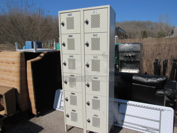 One Metal Locker System With 12 Lockers And CODES! 30.5X15X78.5