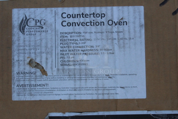 BRAND NEW SCRATCH & DENT! Cooking Performance Group COH-T3-A Electric Thermostatic Countertop 3 Tray Half Size Convection Oven with Steam Injection - 120V, 1650W. IN THE BOXES!! 2x Your Bid  - Image 4 of 5
