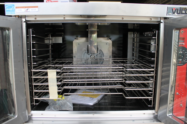 2 BRAND NEW SCRATCH AND DENT! Vulcan VC4GD-11D150K ENERGY STAR Stainless Steel Commercial Natural Gas Powered Full Size Convection Oven w/ View Through Doors, Metal Oven Racks and Thermostatic Controls. 2 Times Your Bid!
 - Image 6 of 12