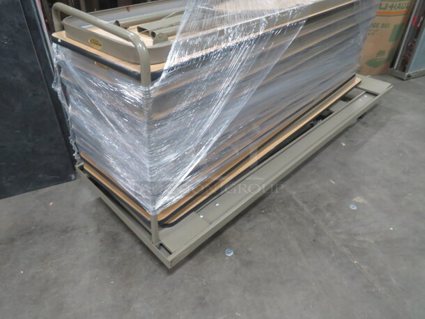 One Metal Transport Table Cart. CART ONLY!!!! NO TABLES! 78X26 - Image 1 of 3