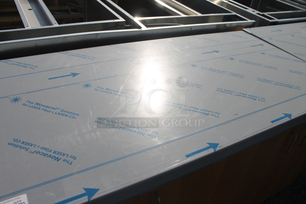 BRAND NEW! ACS FAB LLC Stainless Steel Counter w/ 4 Wood Pattern Doors on Commercial Casters. - Image 2 of 6