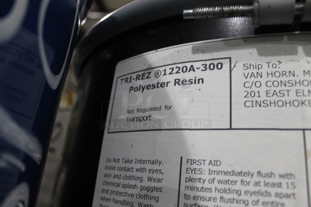 ALL ONE MONEY! PALLET LOT of 3 Metal Barrels; Tri-rez Polyeester Resin, Anti-terra-U 80. BUYER MUST REMOVE. - Image 4 of 9